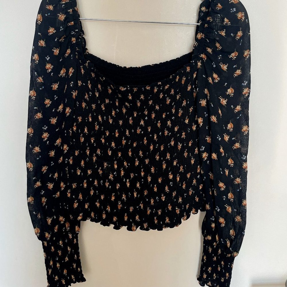 Maje Floral Print Smocked Top